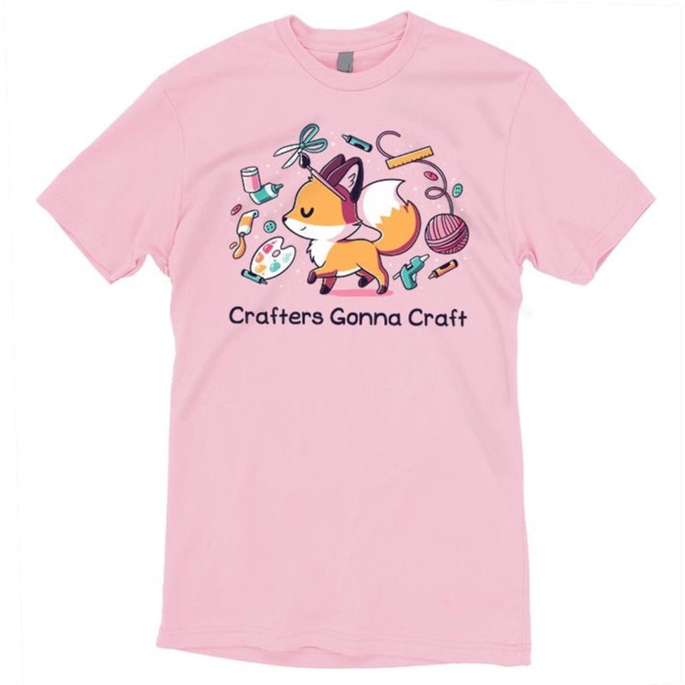“Crafters Gonna Craft” Pink Graphic T-Shirt with Fox Design